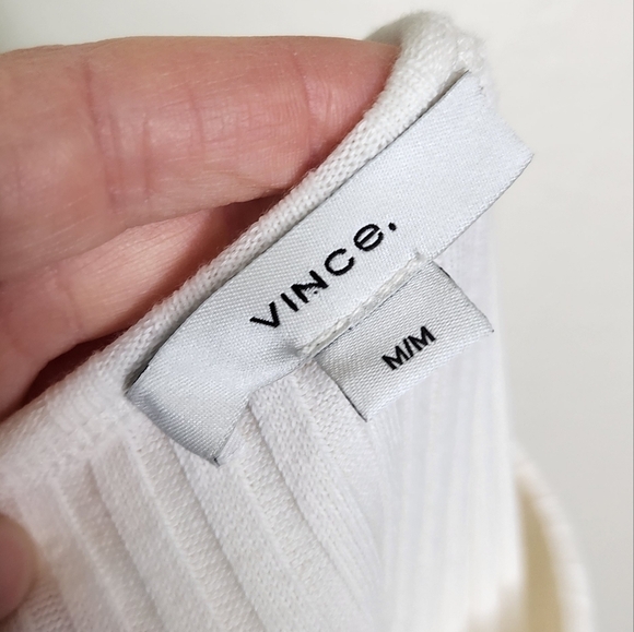 Vince Ivory Ribbed Long Sleeve Midi Dress M - Picture 4 of 6